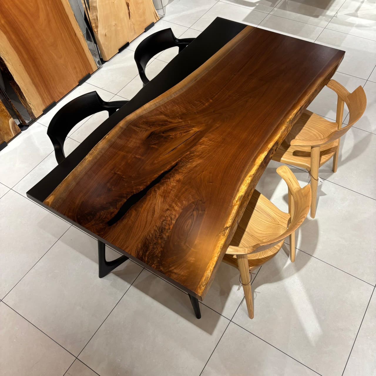 レジン店　RESINウォールナット　幅180×奥行85.5-98×厚み5(cm)