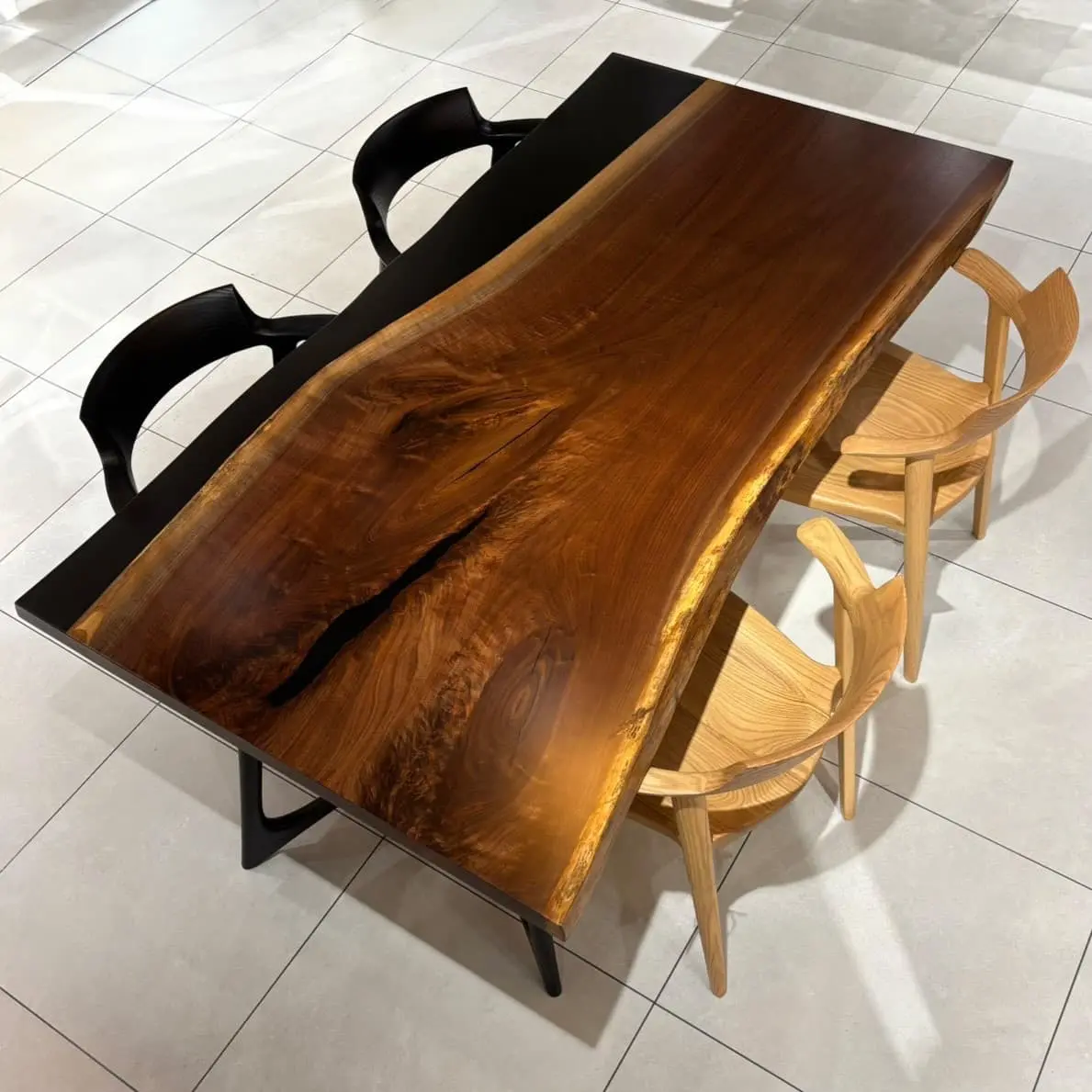 レジン店　RESINウォールナット　幅180×奥行85.5-98×厚み5(cm)