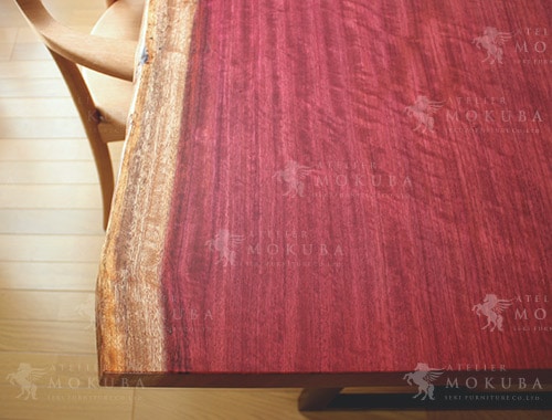 パープルハート一枚板ダイニングテーブルの画像
