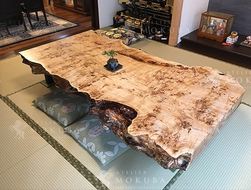 ポプラコブ杢 座卓【東京都多摩市】 – 一枚板テーブル・無垢材家具の 