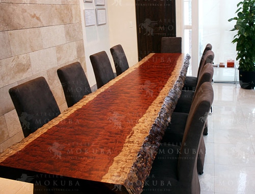 ブビンガ玉杢の応接室テーブルの画像