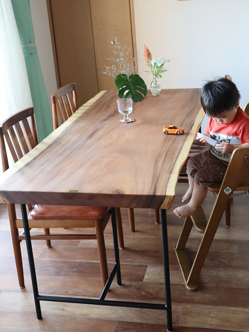 サイドテーブル トチ材 竹材-