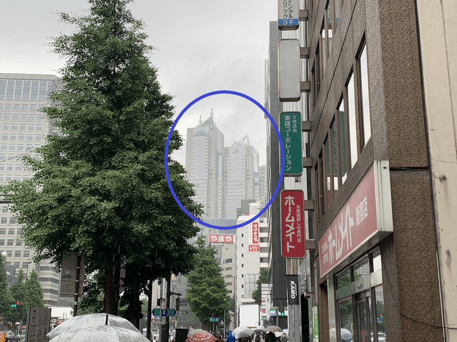 新宿駅から見える新宿パークタワー
