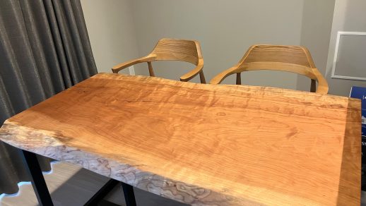 納品事例、一枚板テーブル、チェリー