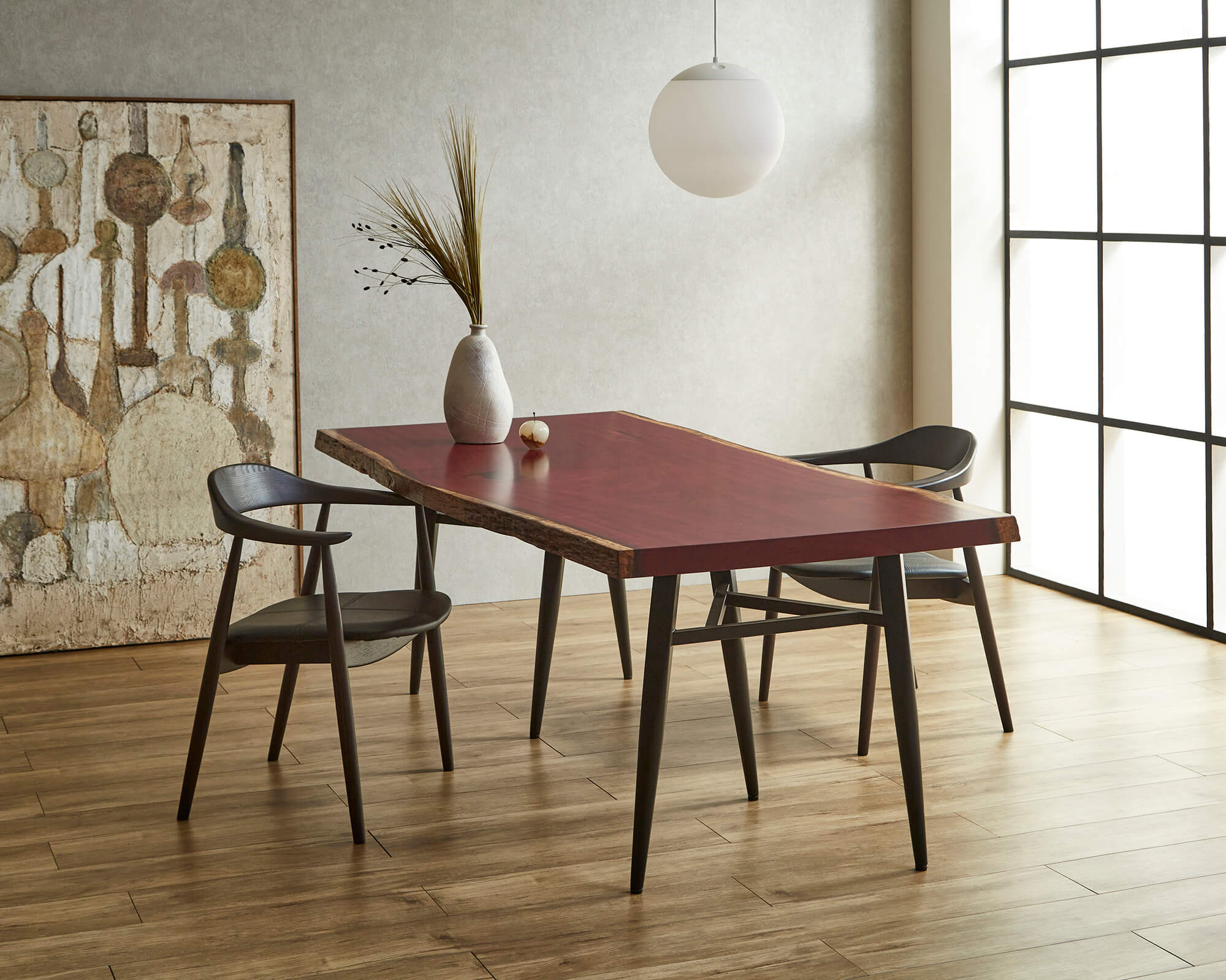 パープルハートの一枚板コーディネート